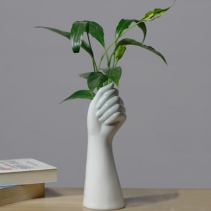 White Ceramic Vases Hand Bud Flower Vase for Decor Hhydroponic Floral Arrangement Table Decorative