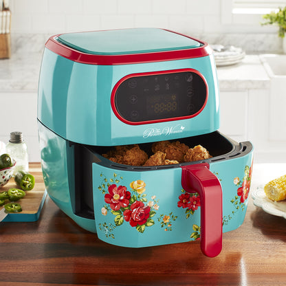 Vintage Floral 6.3 Quart Air Fryer with LED Screen, 13.46", New