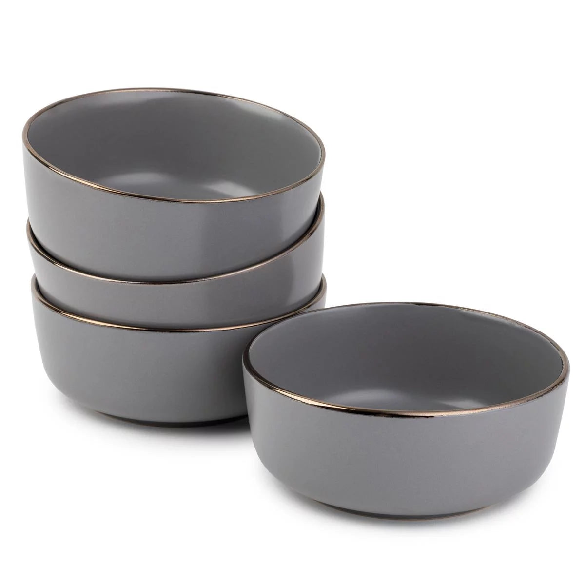 Servware Gray Ava Stoneware round Bowls, 4 Pack