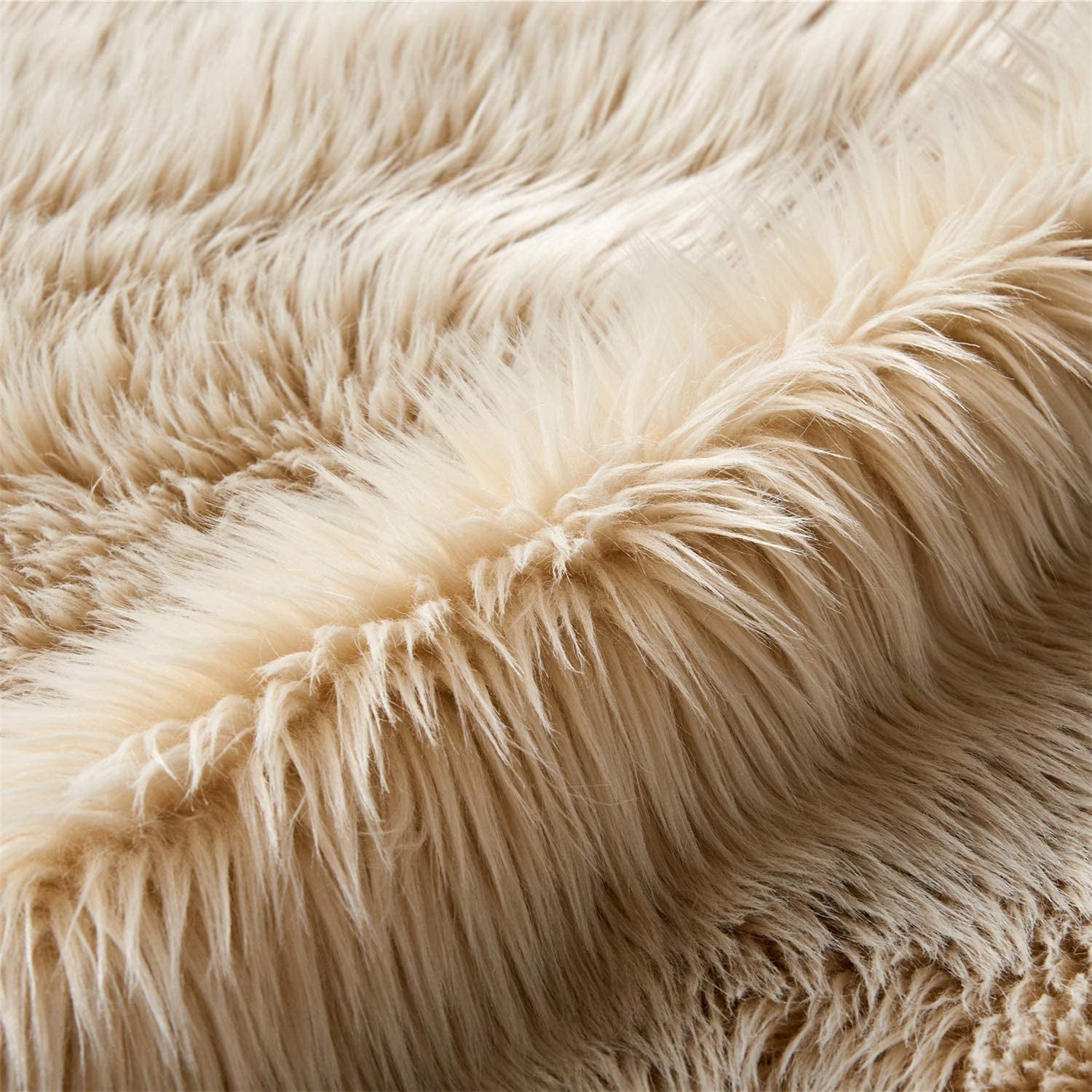 Ultra Soft Fluffy Rugs Faux Fur Rug Chair Cover Seat Pad Fuzzy Area Rug for Bedroom Floor Sofa Living Room (2 X 6 Ft Sheepskin, Beige)