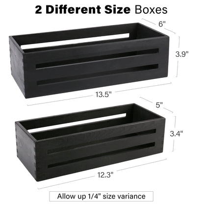 Bathroom Decor Box, 2 Pack, Wooden Rustic Back of Toilet Storage Basket,Black