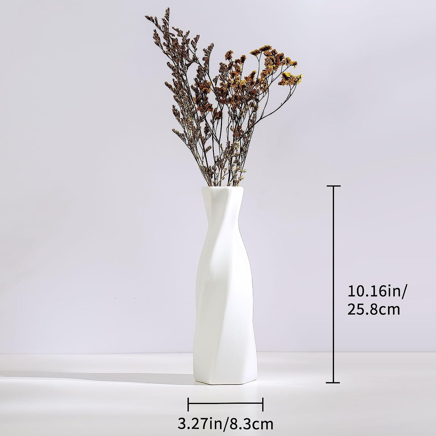 Ceramic Vase - Flowers Vase Modern Home Decor, White Geometric Decorative Vases for Living Room, Dried Flower Vase, Mantel, Table Decoration